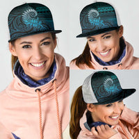 New Zealand Maori Koru Fern Mesh Trucker Cap Spiral Polynesian Style Aqua Gradient LT05 - Polynesian Pride