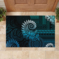 New Zealand Maori Koru Fern Rubber Doormat Spiral Polynesian Style Aqua Gradient LT05 Aqua - Polynesian Pride