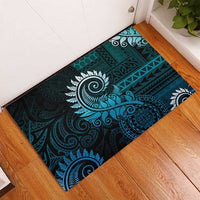 New Zealand Maori Koru Fern Rubber Doormat Spiral Polynesian Style Aqua Gradient LT05 - Polynesian Pride