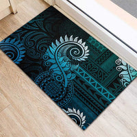 New Zealand Maori Koru Fern Rubber Doormat Spiral Polynesian Style Aqua Gradient LT05 - Polynesian Pride
