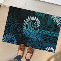 New Zealand Maori Koru Fern Rubber Doormat Spiral Polynesian Style Aqua Gradient LT05 - Polynesian Pride