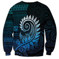 New Zealand Maori Koru Fern Sweatshirt Spiral Polynesian Style Aqua Gradient LT05 - Polynesian Pride