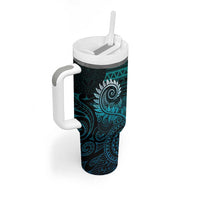 New Zealand Maori Koru Fern Tumbler With Handle Spiral Polynesian Style Aqua Gradient LT05 - Polynesian Pride