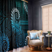 New Zealand Maori Koru Fern Window Curtain Spiral Polynesian Style Aqua Gradient LT05 - Polynesian Pride