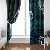New Zealand Maori Koru Fern Window Curtain Spiral Polynesian Style Aqua Gradient LT05 - Polynesian Pride