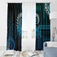 New Zealand Maori Koru Fern Window Curtain Spiral Polynesian Style Aqua Gradient LT05 - Polynesian Pride