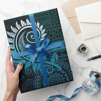 New Zealand Maori Koru Fern Wrapping Paper Spiral Polynesian Style Aqua Gradient - Polynesian Pride