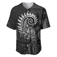 New Zealand Maori Koru Fern Baseball Jersey Spiral Polynesian Style Gray