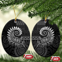 New Zealand Maori Koru Fern Ceramic Ornament Spiral Polynesian Style Gray LT05 Oval Gray - Polynesian Pride