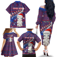 Personalized New Zealand Christmas Family Matching Off Shoulder Long Sleeve Dress and Hawaiian Shirt Haka Fern Santa Tiki Meri Kirihimete LT05 - Polynesian Pride