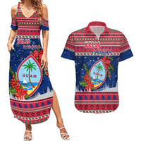 Guam Christmas Couples Matching Summer Maxi Dress and Hawaiian Shirt Guaman Seal Poinsettia Felis Pasgua LT05 Red - Polynesian Pride