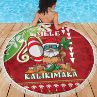 Hawaii Christmas Beach Blanket Funny Santa Claus Surf Mele Kalikimaka LT05 - Polynesian Pride