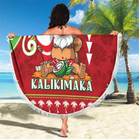 Hawaii Christmas Beach Blanket Funny Santa Claus Surf Mele Kalikimaka LT05 - Polynesian Pride
