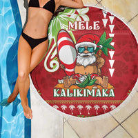 Hawaii Christmas Beach Blanket Funny Santa Claus Surf Mele Kalikimaka LT05 - Polynesian Pride
