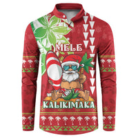 Personalised Hawaii Christmas Button Sweatshirt Funny Santa Claus Surf Mele Kalikimaka LT05 Red - Polynesian Pride