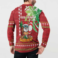 Personalised Hawaii Christmas Button Sweatshirt Funny Santa Claus Surf Mele Kalikimaka LT05 - Polynesian Pride