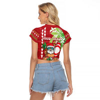 Personalised Hawaii Christmas Raglan Cropped T Shirt Funny Santa Claus Surf Mele Kalikimaka LT05 - Polynesian Pride