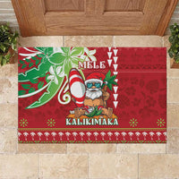 Hawaii Christmas Rubber Doormat Funny Santa Claus Surf Mele Kalikimaka LT05 Red - Polynesian Pride