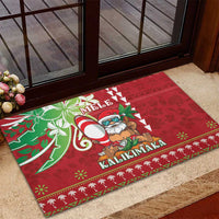 Hawaii Christmas Rubber Doormat Funny Santa Claus Surf Mele Kalikimaka LT05 - Polynesian Pride