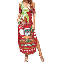 Personalised Hawaii Christmas Summer Maxi Dress Funny Santa Claus Surf Mele Kalikimaka LT05 Women Red - Polynesian Pride
