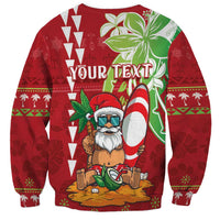 Personalised Hawaii Christmas Sweatshirt Funny Santa Claus Surf Mele Kalikimaka LT05 - Polynesian Pride