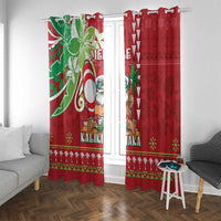 Hawaii Christmas Window Curtain Funny Santa Claus Surf Mele Kalikimaka LT05 With Grommets Red - Polynesian Pride
