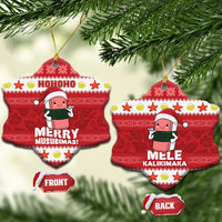 Hawaii Funny Christmas Ceramic Ornament Spam Musubi Santa LT05 Snow Flake Red - Polynesian Pride