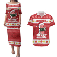 Hawaii Funny Christmas Couples Matching Puletasi and Hawaiian Shirt Spam Musubi Santa LT05 Red - Polynesian Pride