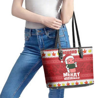 Hawaii Funny Christmas Leather Tote Bag Spam Musubi Santa LT05 - Polynesian Pride