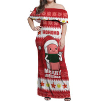 Hawaii Funny Christmas Off Shoulder Maxi Dress Spam Musubi Santa