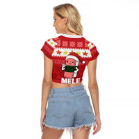 Hawaii Funny Christmas Raglan Cropped T Shirt Spam Musubi Santa LT05 - Polynesian Pride
