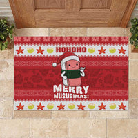 Hawaii Funny Christmas Rubber Doormat Spam Musubi Santa LT05 Red - Polynesian Pride