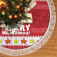 Hawaii Funny Christmas Tree Skirt Spam Musubi Santa