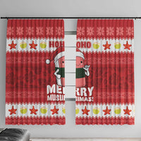 Hawaii Funny Christmas Window Curtain Spam Musubi Santa LT05 With Hooks Red - Polynesian Pride