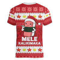 Hawaii Funny Christmas Women V-Neck T-Shirt Spam Musubi Santa LT05 - Polynesian Pride