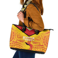Papua New Guinea Rugby Leather Tote Bag Kumul Pride Go Champions LT05 Yellow - Polynesian Pride