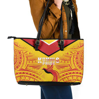Papua New Guinea Rugby Leather Tote Bag Kumul Pride Go Champions LT05 - Polynesian Pride