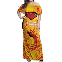 Papua New Guinea Rugby Custom Off Shoulder Maxi Dress Kumul Pride Go Champions