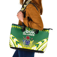 Cook Islands Rugby Leather Tote Bag The Kukis Go Champions LT05 Green - Polynesian Pride