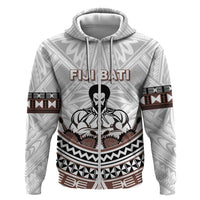 Fiji Rugby Custom Hoodie Fijian Bati Go Champions LT05 Zip Hoodie White - Polynesian Pride