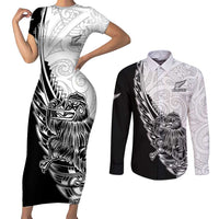 New Zealand Kiwi Rugby Custom Couples Matching Short Sleeve Bodycon Dress and Long Sleeve Button Shirt Go Champions Maori Pattern
