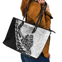 New Zealand Kiwi Rugby Custom Leather Tote Bag Go Champions Maori Pattern