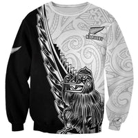 New Zealand Kiwi Rugby Custom Sweatshirt Go Champions Maori Pattern LT05 Unisex White - Polynesian Pride