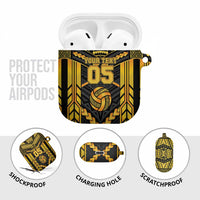 Custom Polynesia Beach Volleyball AirPods Case Gold Polynesian Tribal Pattern - Polynesian Pride