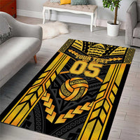Custom Polynesia Beach Volleyball Area Rug Gold Polynesian Tribal Pattern - Polynesian Pride
