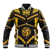 Custom Polynesia Beach Volleyball Baseball Jacket Gold Polynesian Tribal Pattern LT05 Unisex Gold - Polynesian Pride