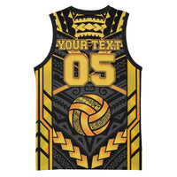 Custom Polynesia Beach Volleyball Basketball Jersey Gold Polynesian Tribal Pattern LT05 - Polynesian Pride