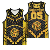 Custom Polynesia Beach Volleyball Basketball Jersey Gold Polynesian Tribal Pattern LT05 - Polynesian Pride