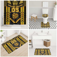 Custom Polynesia Beach Volleyball Bathroom Set Gold Polynesian Tribal Pattern - Polynesian Pride