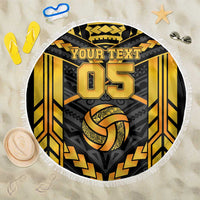 Custom Polynesia Beach Volleyball Beach Blanket Gold Polynesian Tribal Pattern - Polynesian Pride